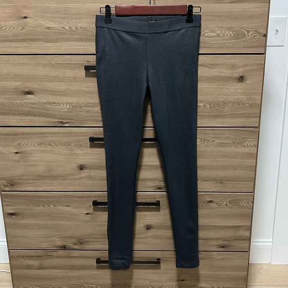 David Lerner Snake Embossed Coated Leggings M Black - Picture 1 of 7